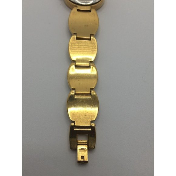 Main Line Time Gemstone 6 1/2" Watch ~GOLD TONE~Mother of Pearl Dial New Battery - Picture 8 of 11